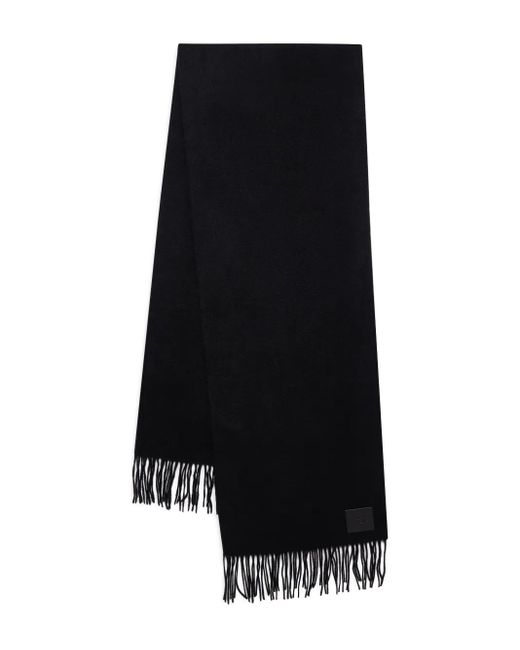 Anine Bing Black Augustina Fringed Wool Scarf