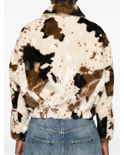 VALENTINI 1972 White Cow-Print Faux-Fur Jacket