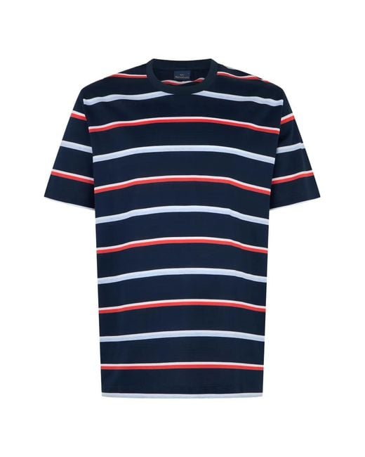 Paul & Shark Blue Striped Cotton T-Shirt for men