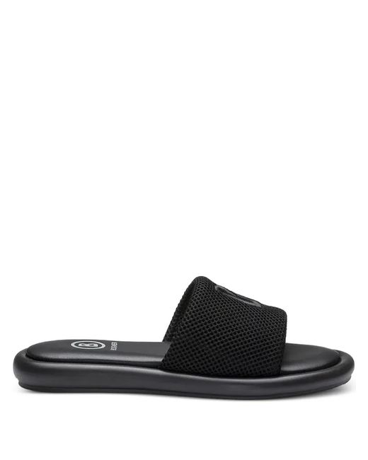 Bogner Black Logo-Detail Mesh Flat Sandals