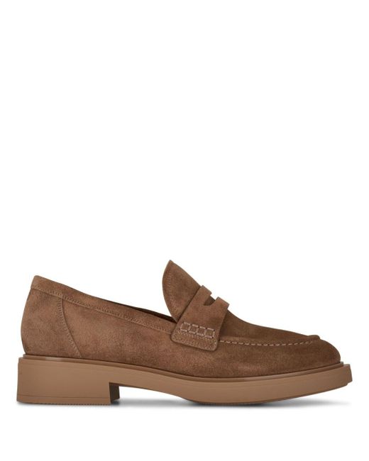 Gianvito Rossi Brown Harris 20mm Suede Loafers