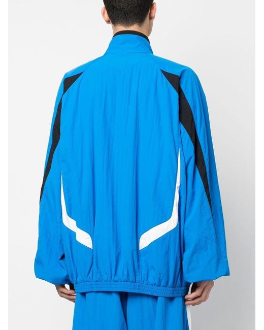 Balenciaga Blue Logo-embroidered Track Jacket for men