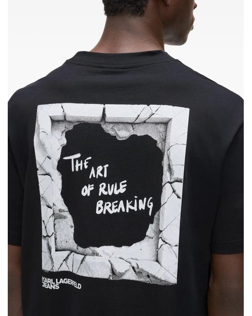 Karl Lagerfeld Black Graphic-Print T-Shirt for men