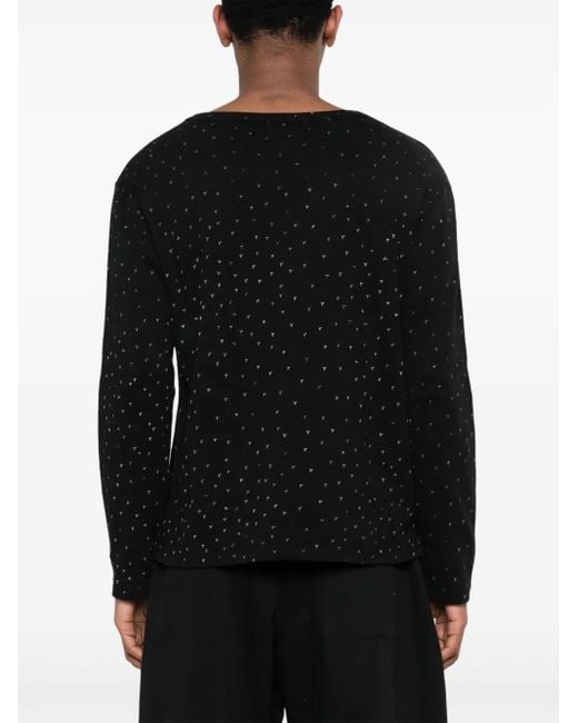Yohji Yamamoto Black Logo-Print Long-Sleeve T-Shirt for men