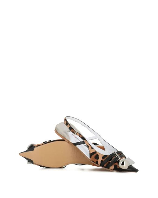 Dove Nuotano Gli Squali Natural Leopard-Print Slingback Flats