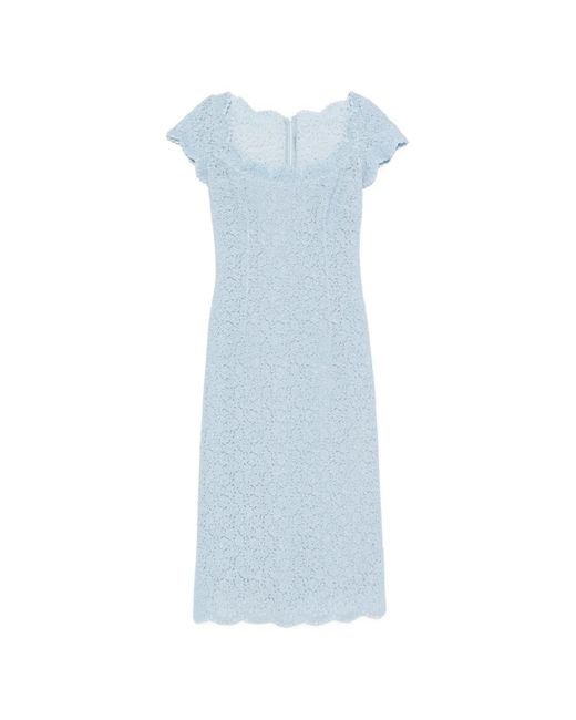 Ermanno Scervino Blue Lace Scalloped-Edge Midi Dress