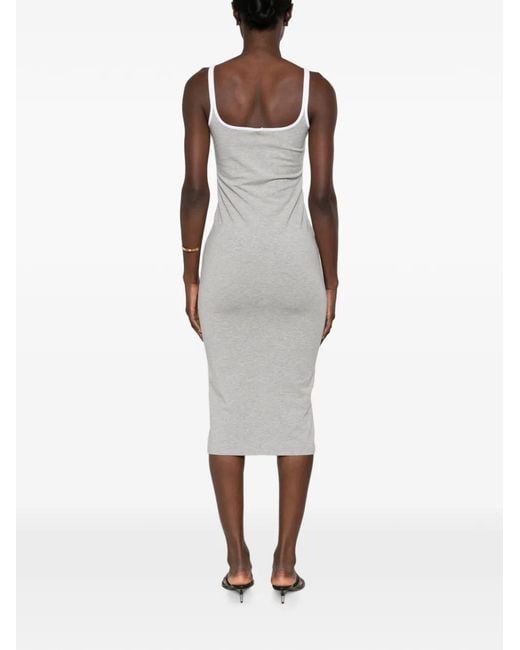 Versace White Logo-Embroidered Midi Dress