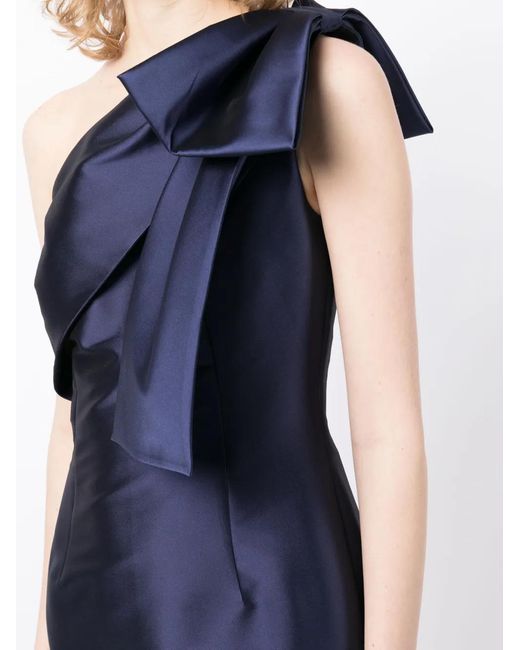Sachin & Babi Blue Bonnie Bow Satin-Finish Gown