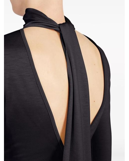 Ferragamo Black V-Back Silk-Blend Top