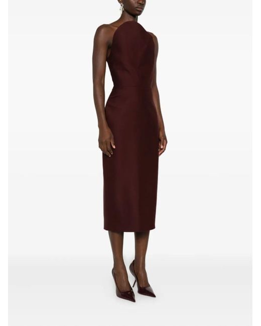 David Koma Purple Strapless Asymmetric-Neck Midi Dress
