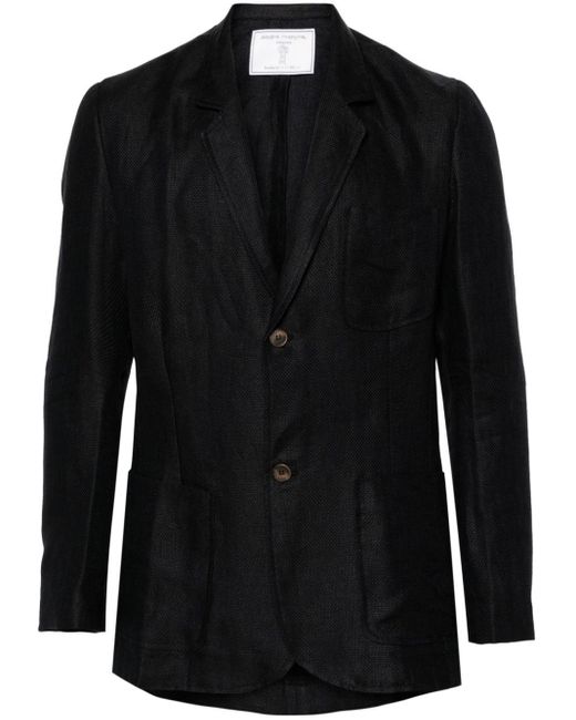 Societe Anonyme Black Single-breasted Linen Blazer for men