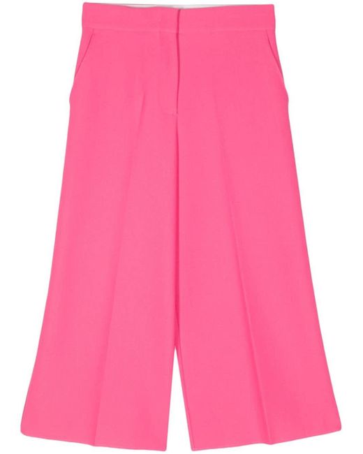 MSGM Pink Cropped Wide-leg Trousers