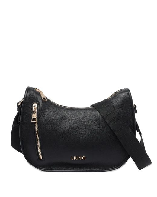Liu Jo Black Logo Zip Shoulder Bag