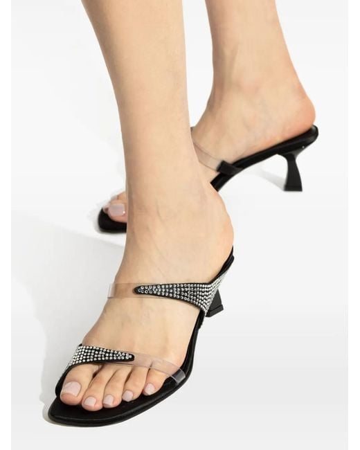 NODALETO Black Rhinestone-Embellished Sandals