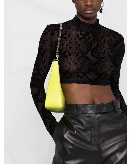 Philipp Plein Black Geometric-Print Cropped Top