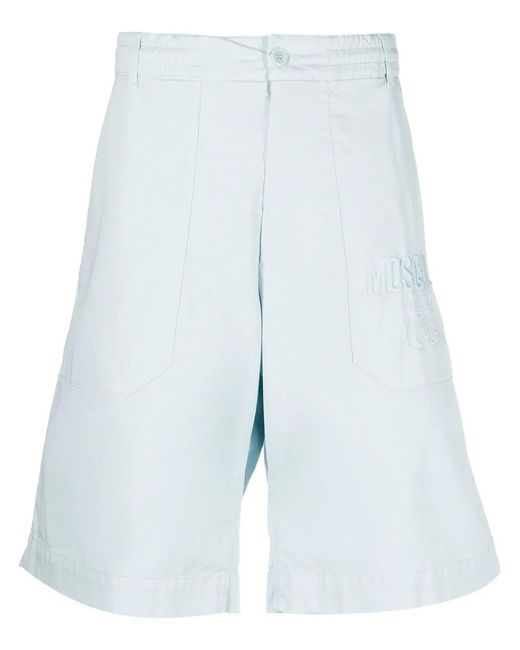 Moschino Blue Knee-Length Stretch Cotton Shorts for men