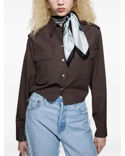 Acne Blue Silk Collage Scarf