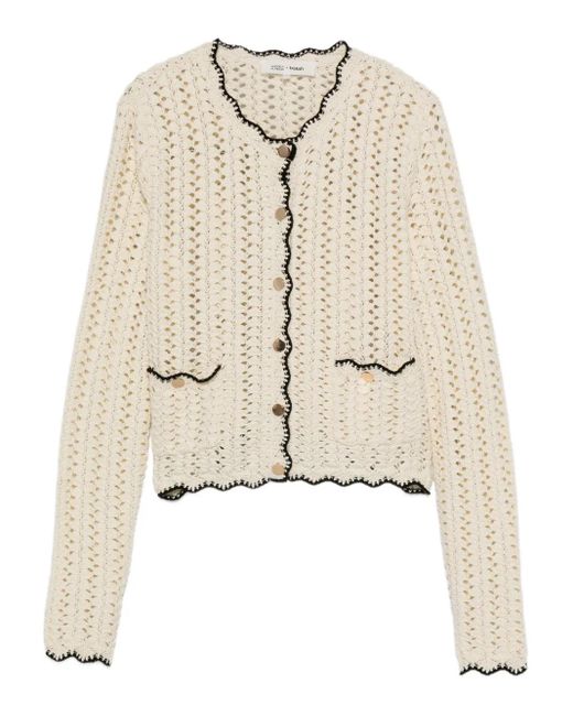 Ba&sh Natural Sheila Scalloped-Trims Cardigan