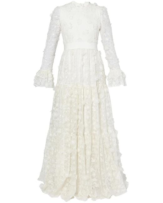 Erdem White Alvaro Floral-Cutwork Silk-Organza Gown