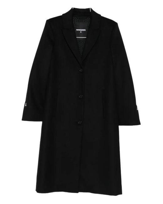 Patrizia Pepe Black Wool-Blend Single-Breasted Coat
