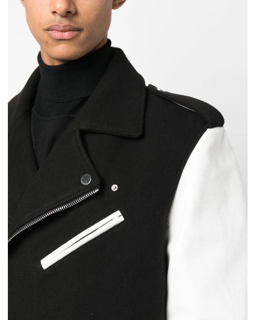 Philipp Plein Black Leather Biker Jacket for men