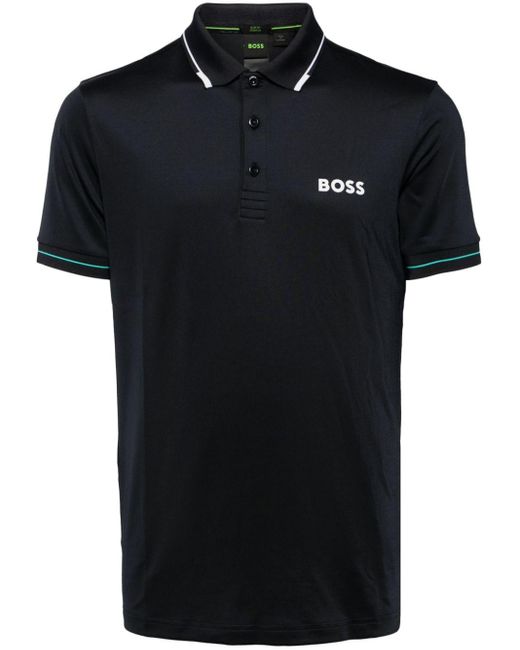 Polo à logo imprimé Boss pour homme en coloris Black