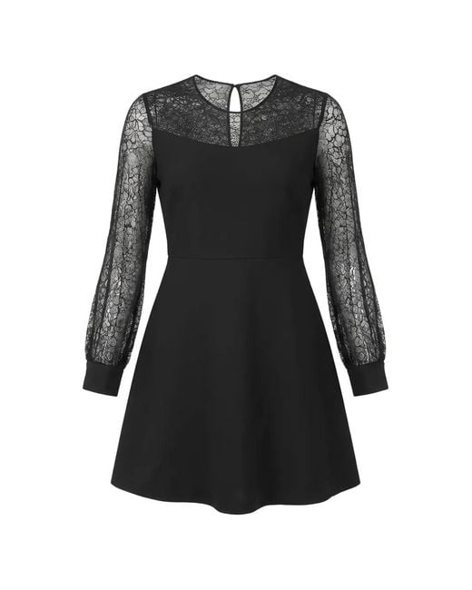 Valentino Garavani Black Robe À Empiècements En Dentelle