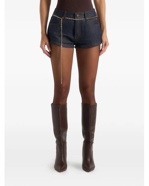 Manière De Voir Blue Elina Denim Mini Shorts With Chain