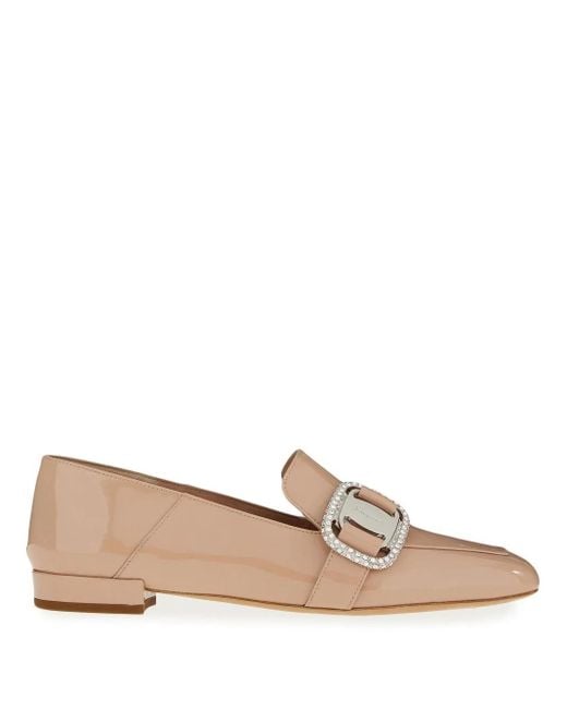 Ferragamo Natural Vara Patent Leather Chain Loafers
