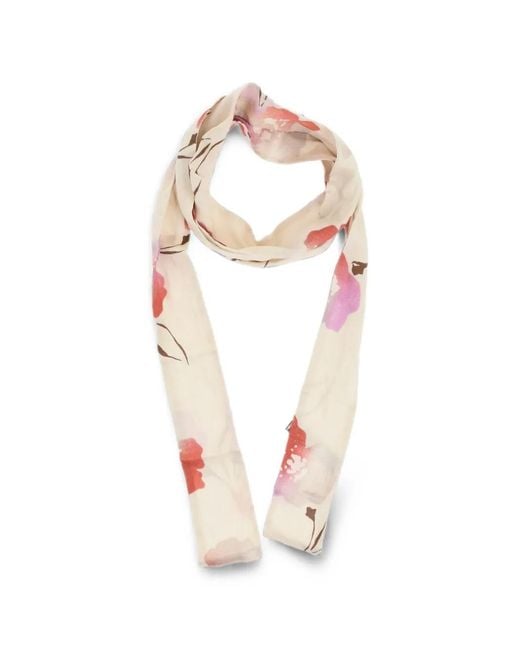 DSquared² White Floral-Print Silk Scarf