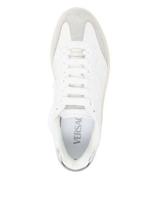 Versace White Greca Court Sneakers