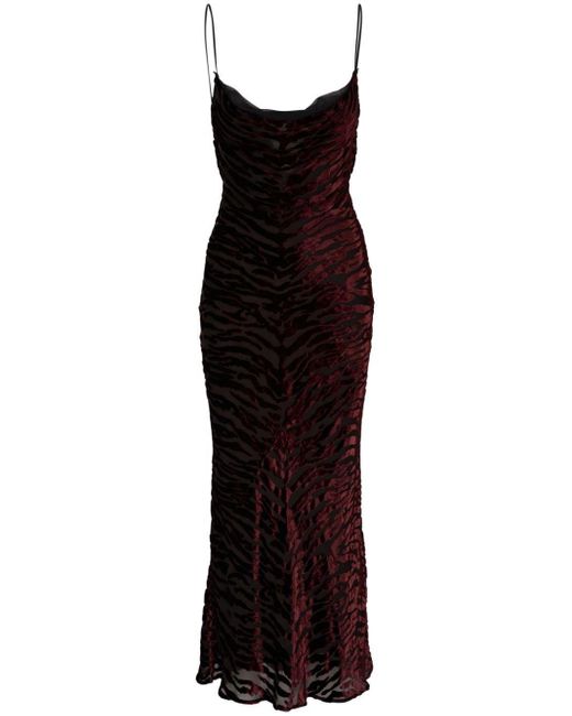 Saint Laurent Purple Zebra-print Devoré-effect Dress