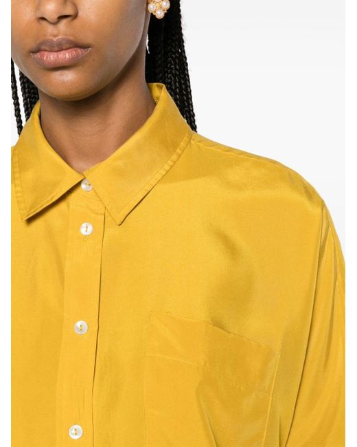 P.A.R.O.S.H. Yellow Short-sleeve Silk Shirt