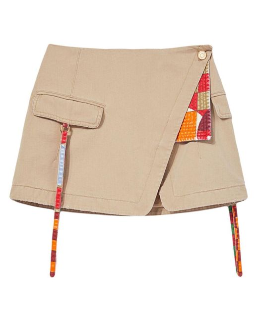 Emilio Pucci Natural Contrasting-trim Panelled Cotton Mini Skirt