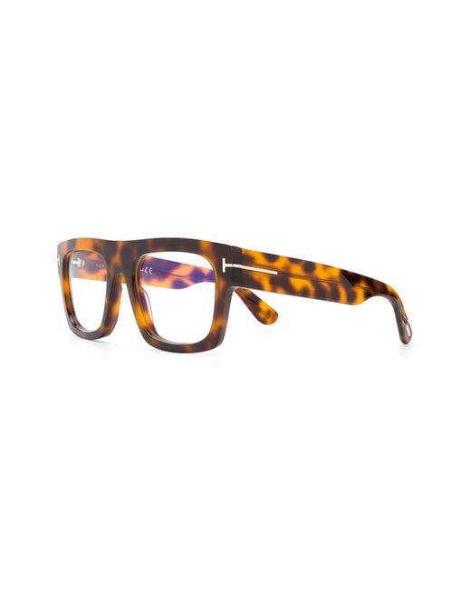 Tom Ford Brown Tortoiseshell-Effect Geometric-Frame Glasses