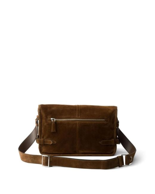 Prada Brown Suede Shoulder Bag for men