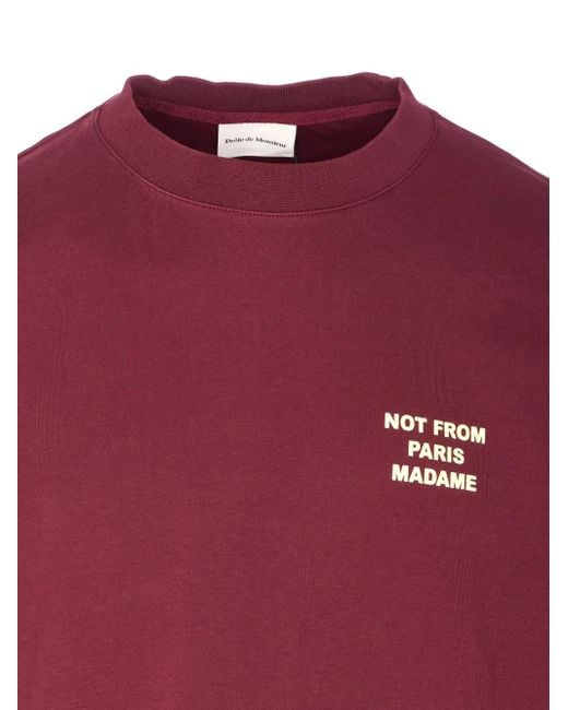 Drole de Monsieur Red Crew Neck Logo Print T-Shirt for men