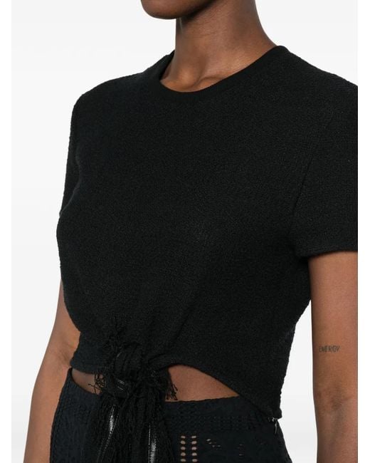 Nanushka Black Mariel Ruched-Front Crop Top