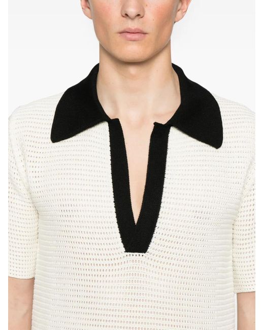 Jil Sander White Knitted Polo Shirt for men