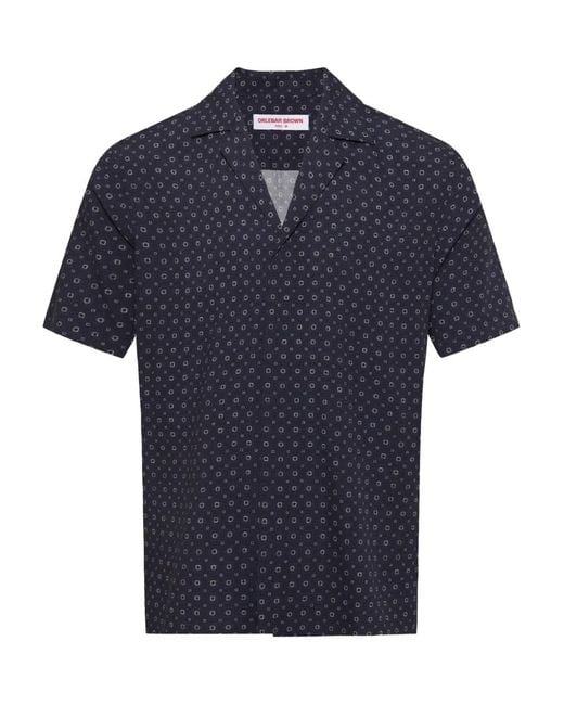 Orlebar Brown Blue Maitan Solstice Printed Short-Sleeve Shirt for men
