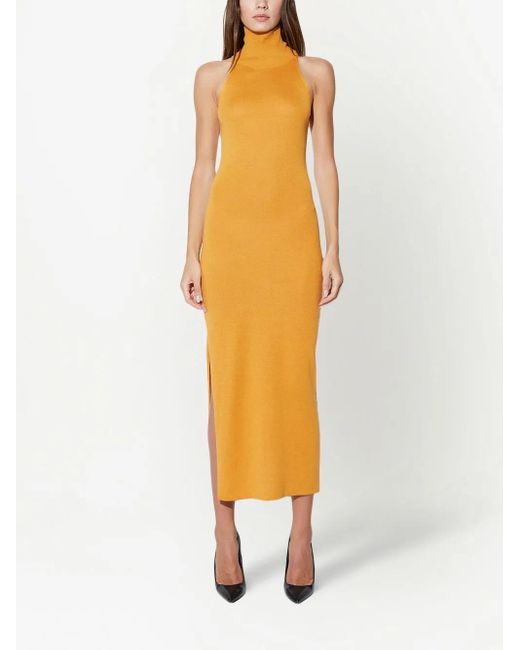 RTA Yellow Shira Midi Silk Dress