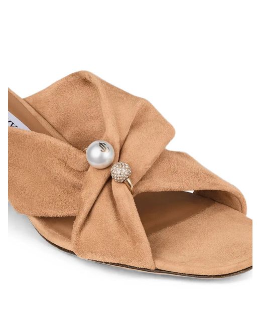 Jimmy Choo Brown Rafi 45 Toffee Suede Sandals
