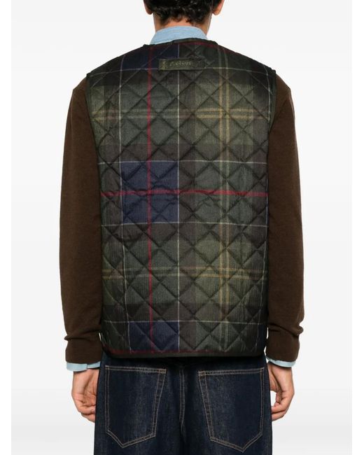 Barbour Black Tartan-Pattern Waistcoat for men