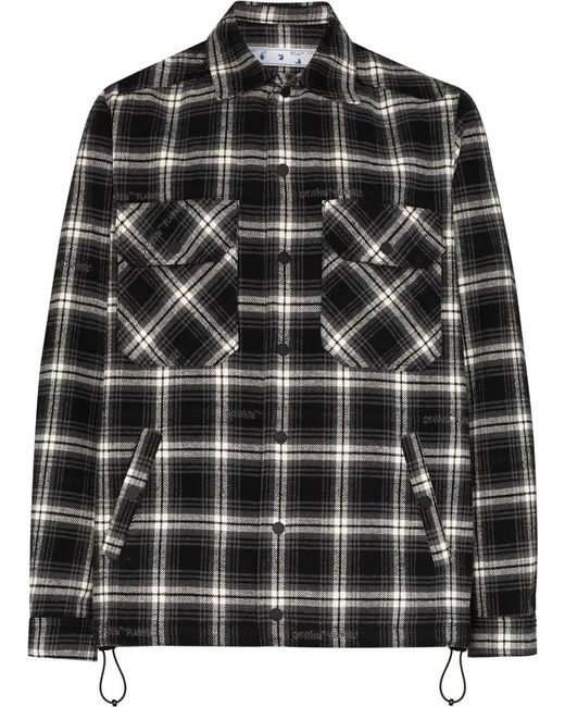 Off-White c/o Virgil Abloh Black Stencil Arrow Checked Shirt Jacket for men