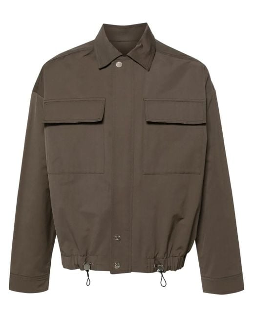 Nanushka Gray Drawstring Twill Shirt Jacket for men