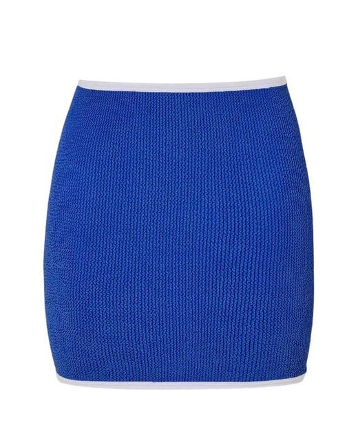 Hunza G Blue Devyn Crinkle Trim-Detail Skirt