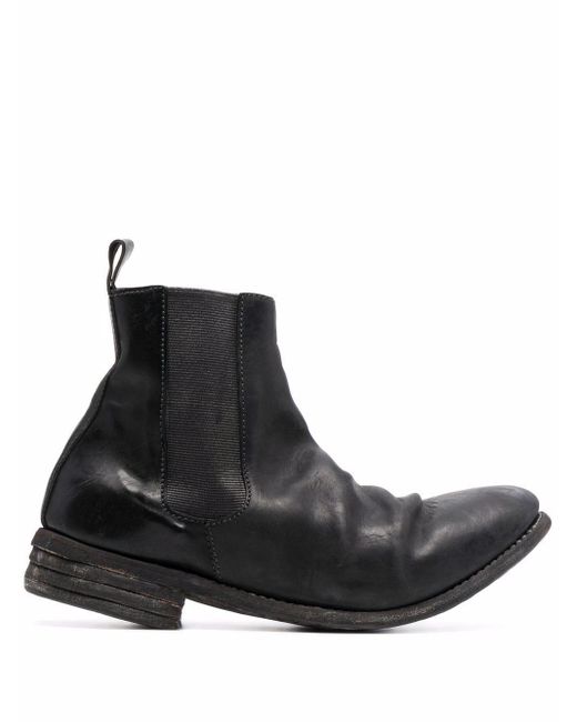 Poeme Bohemien Black Distressed Leather Chelsea Boots for men