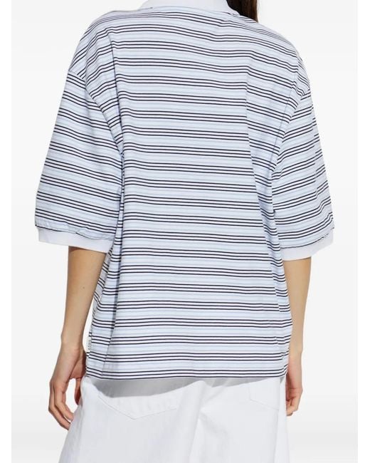 Rohe Gray Striped-Pattern Buttoned Polo Shirt