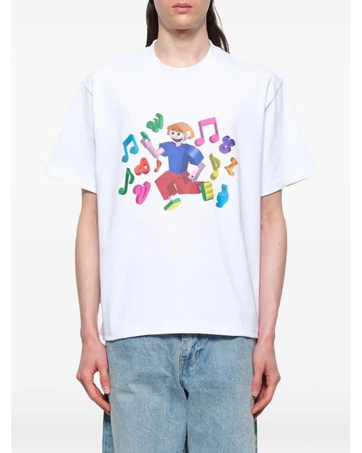 vowels White 3D Front-Print T-Shirt for men