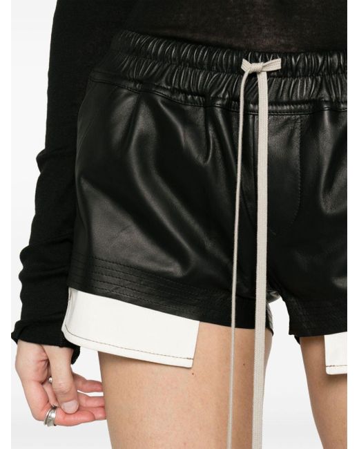 Rick Owens Strobe Boxers レザーショートパンツ Black